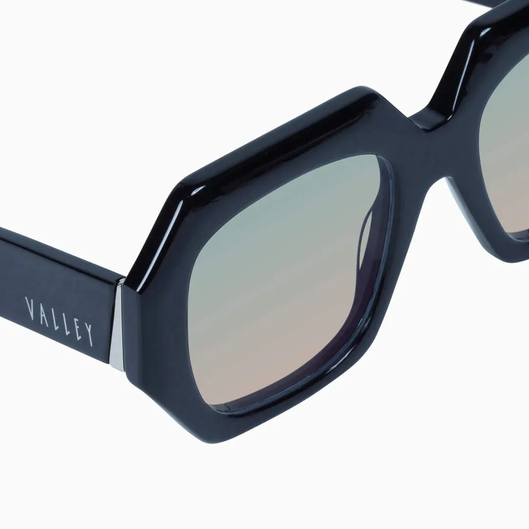 Monolith Sunglasses | Gloss Black w. Silver Metal Trim   Olive to Rose Gradient Lens