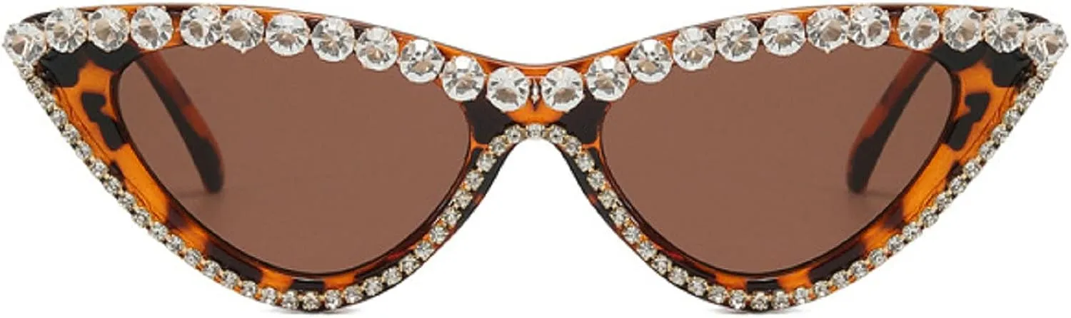 Vintage Inspired Red Cateye Rhinestone Embellished Sunglasses