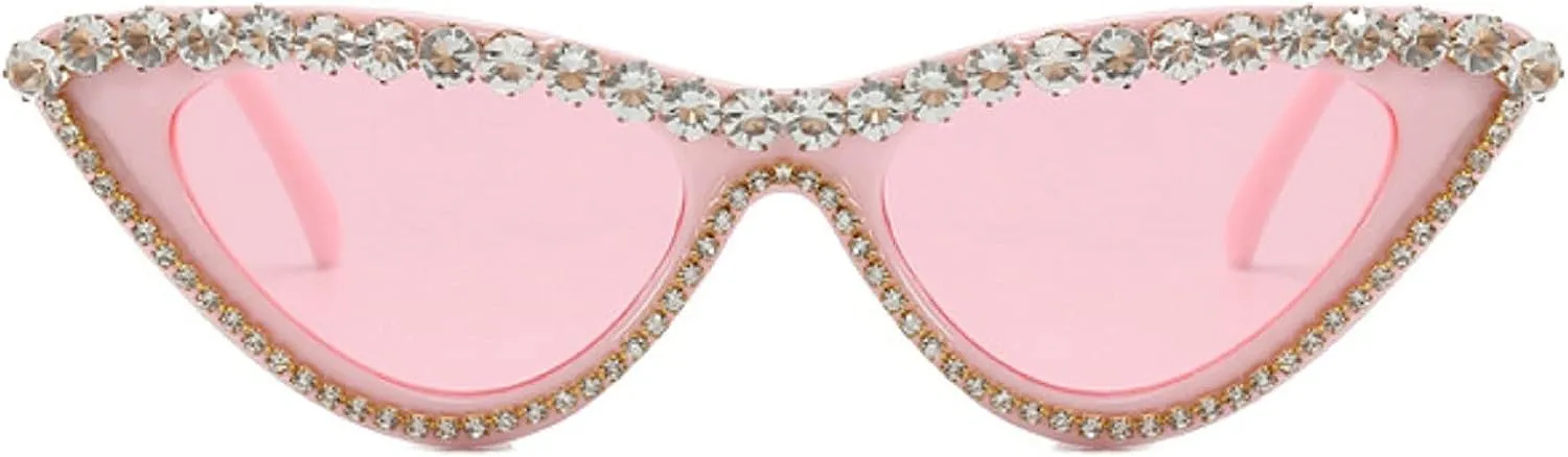 Vintage Inspired Red Cateye Rhinestone Embellished Sunglasses