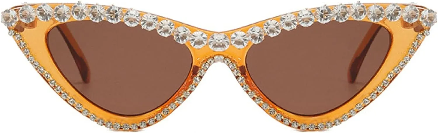 Vintage Inspired Red Cateye Rhinestone Embellished Sunglasses