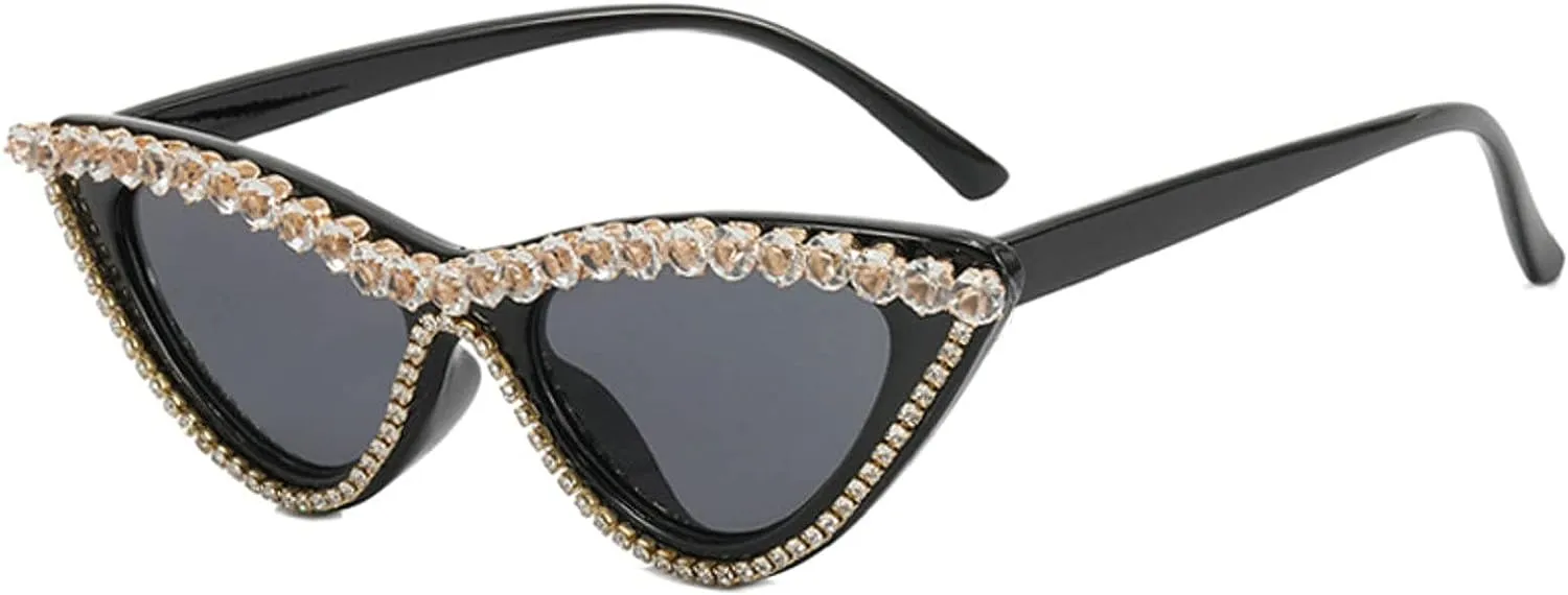 Vintage Inspired Red Cateye Rhinestone Embellished Sunglasses