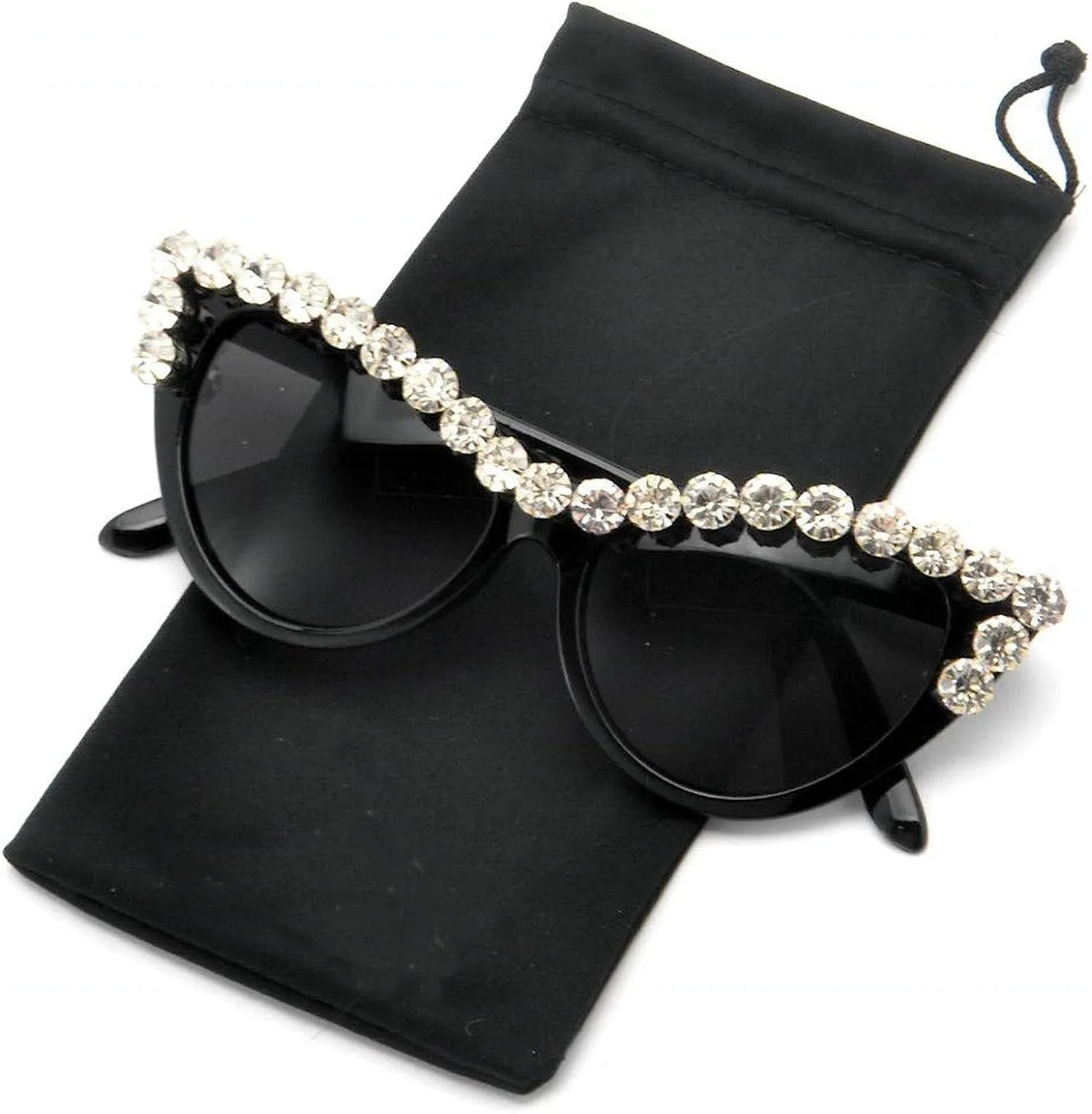 Vintage Inspired Red Cateye Rhinestone Embellished Sunglasses