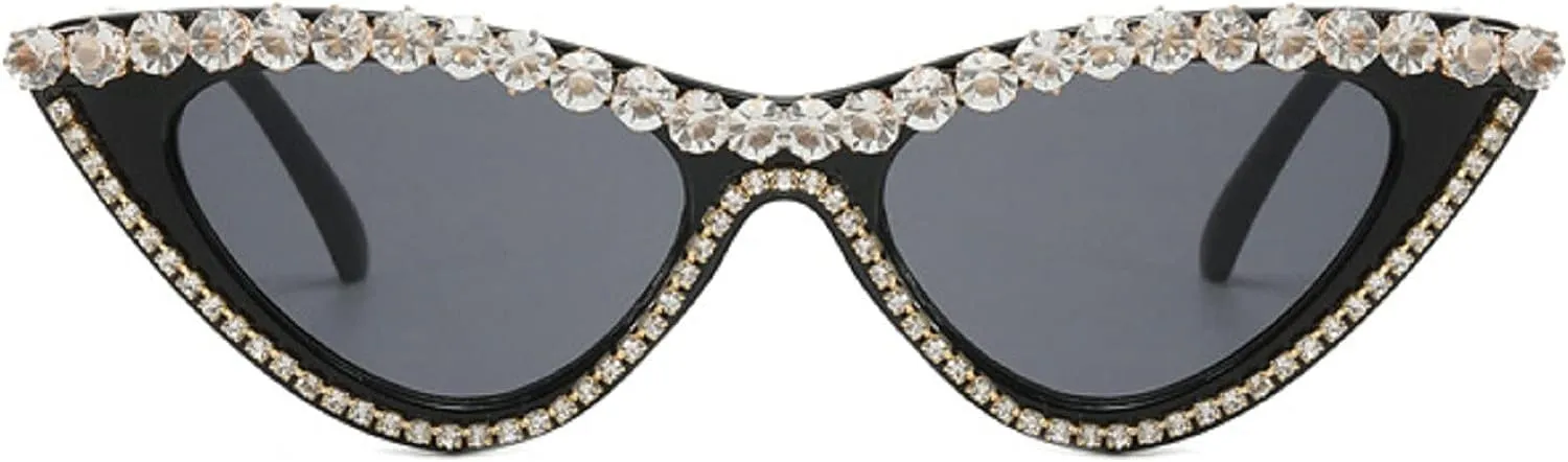 Vintage Inspired Red Cateye Rhinestone Embellished Sunglasses