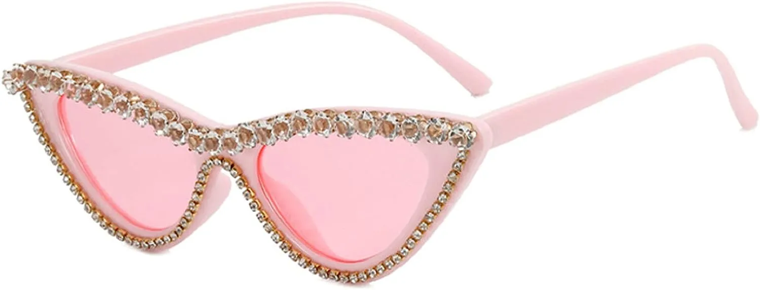Vintage Inspired Red Cateye Rhinestone Embellished Sunglasses