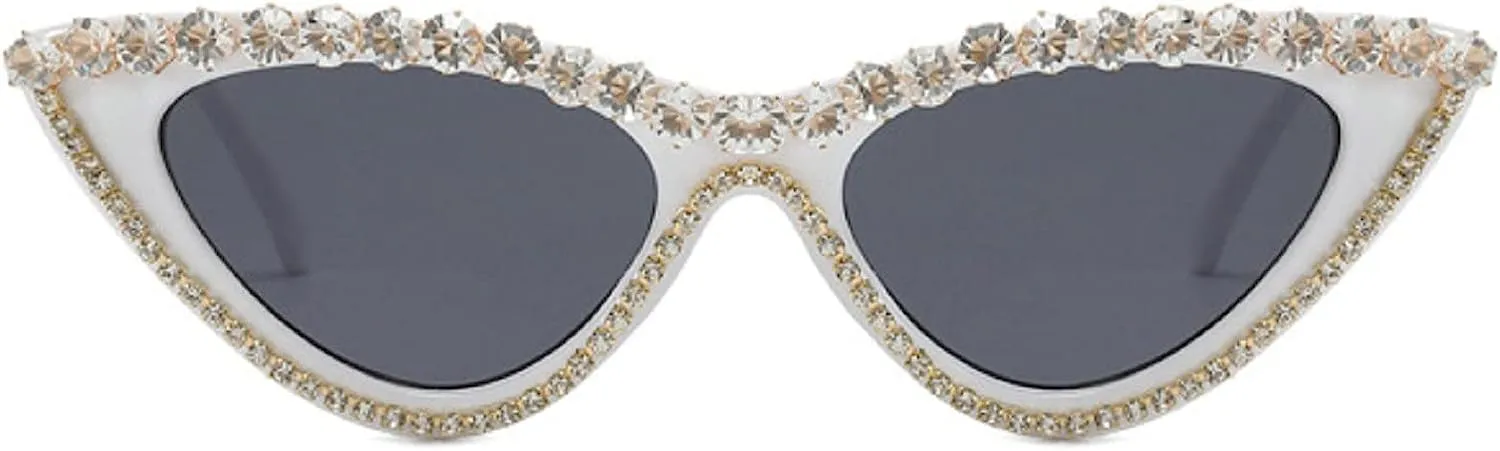 Vintage Inspired Red Cateye Rhinestone Embellished Sunglasses